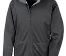 Softshell-Jacke mit Lederpatch, schwarz