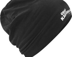 Baumwoll-Beanie mit Druck (Schriftzug), schwarz