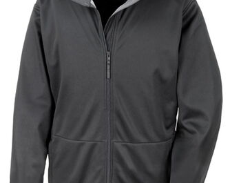 Softshell-Jacke mit Lederpatch, schwarz