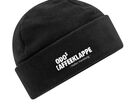 Fleece-Beanie mit Druck (Schriftzug), schwarz