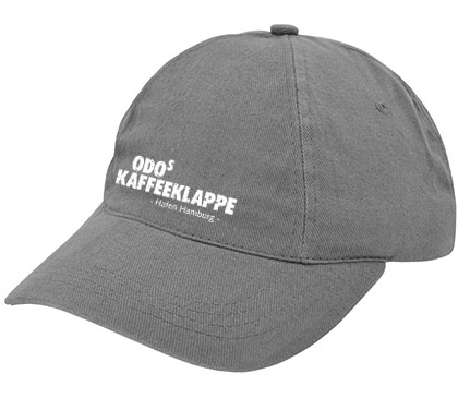 Odo-Cap mit Kaffeeklappen-Schriftzug, grau
