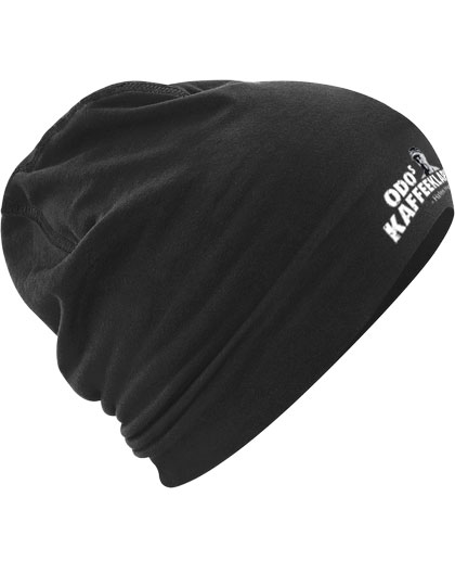 Baumwoll-Beanie mit Druck (Logo), schwarz